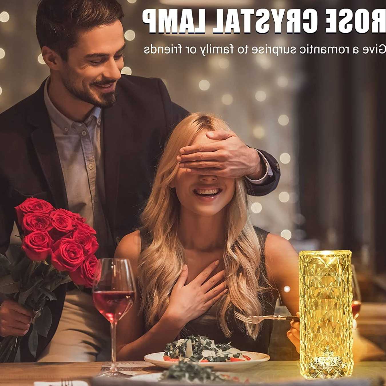 Tanie 16 kolorów róża kryształowa lampa stołowa romantyczna diamen… sklep internetowy