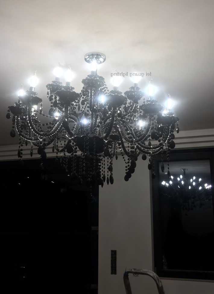 Opinie Czarny kryształowy żyrandol LED do salonu, jadalni, sypialni… sklep online