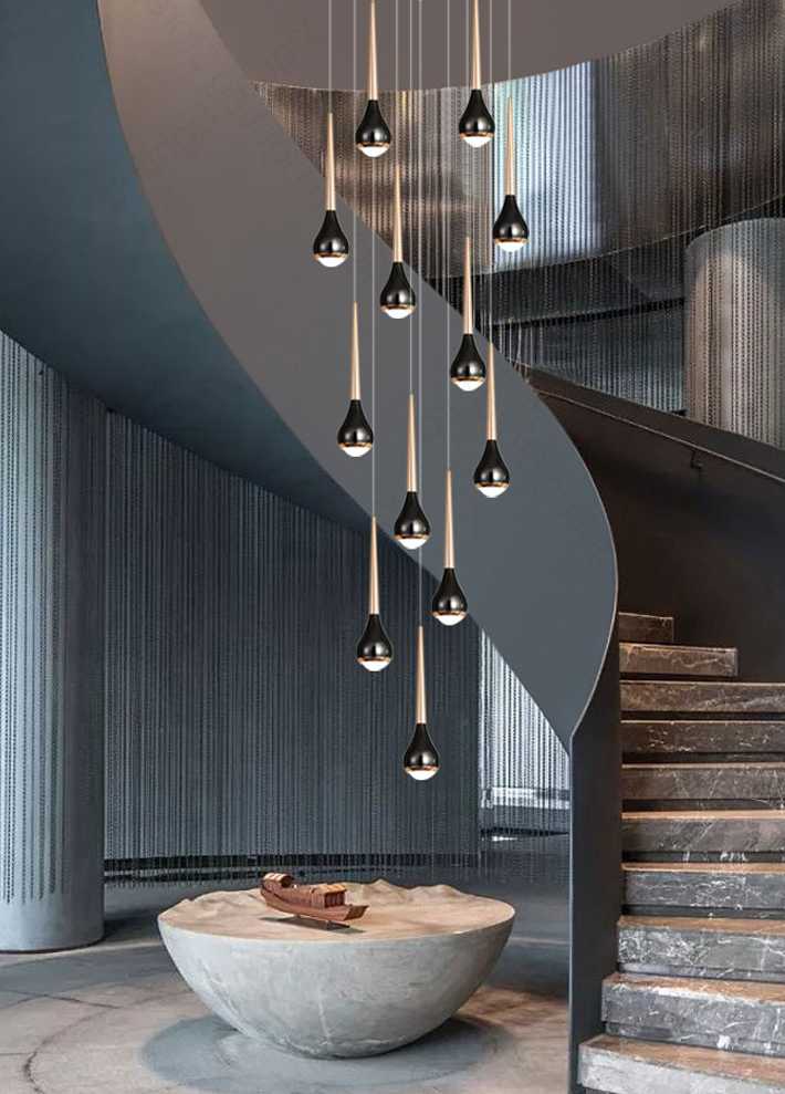 Opinie LED czarny złoty żyrandol schody nowoczesny projektant oświe… sklep online