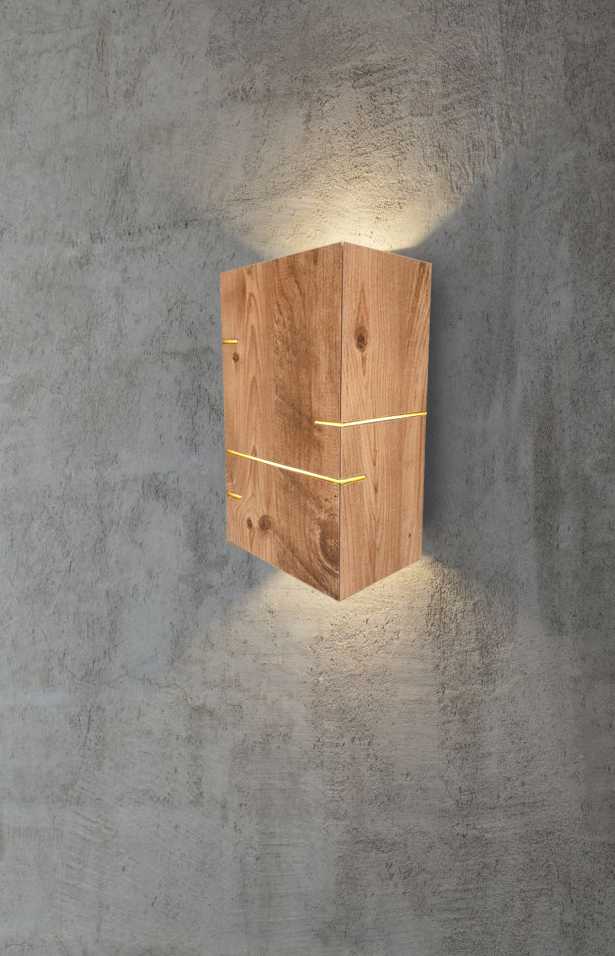 Opinie Jasnobrązowa ściana z drewna kinkiet z ozdobnym wzorem oświe… sklep online