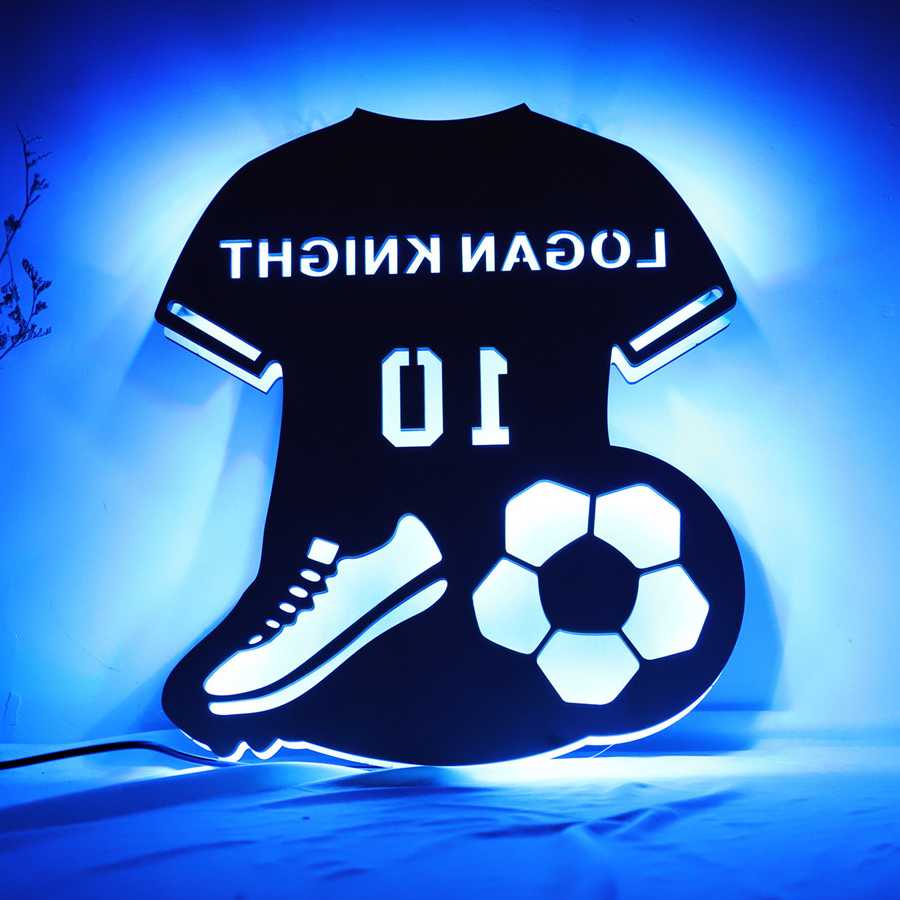Tanio Neonowa piłka nożna z imieniem - dekoracyjna lampka nocna dl… sklep