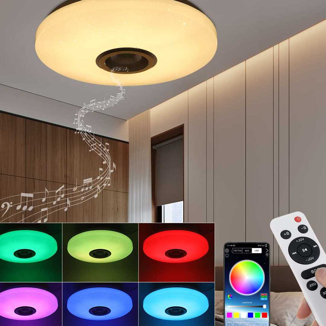 Tanie 60W RGB możliwość przyciemniania muzyki lampa sufitowa zdaln… sklep internetowy