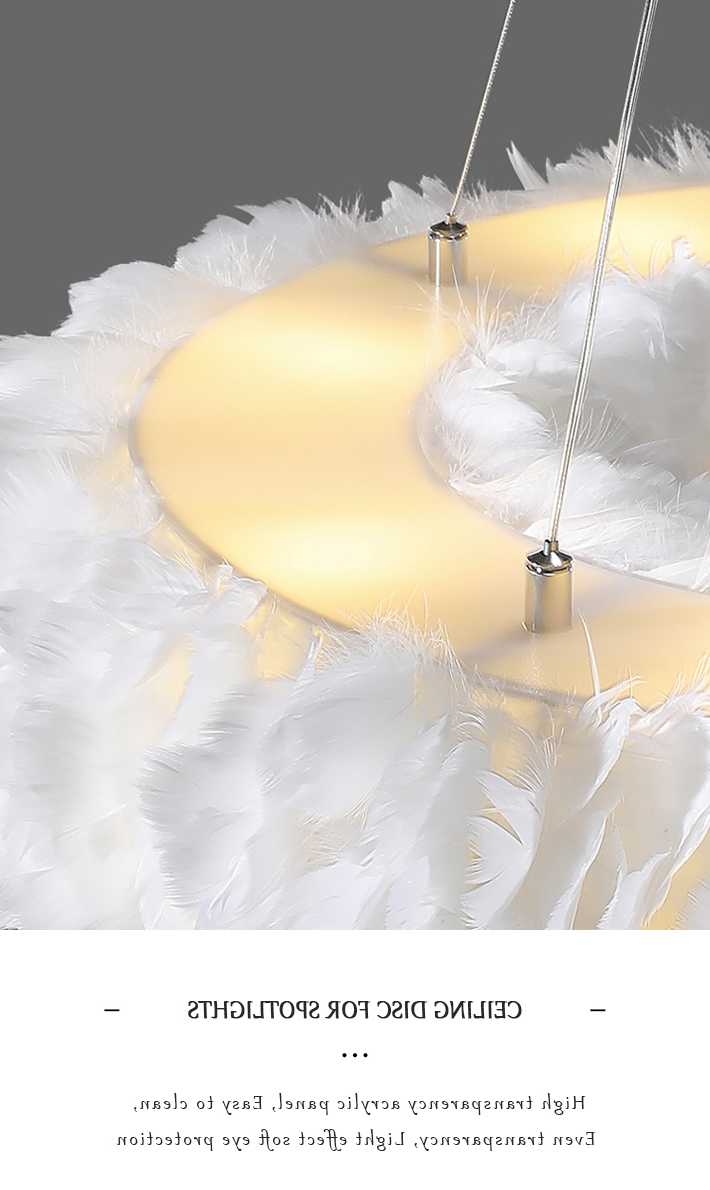 Tanie Nordic White LED Feather świecący pierścień LED lampa wisząc… sklep internetowy