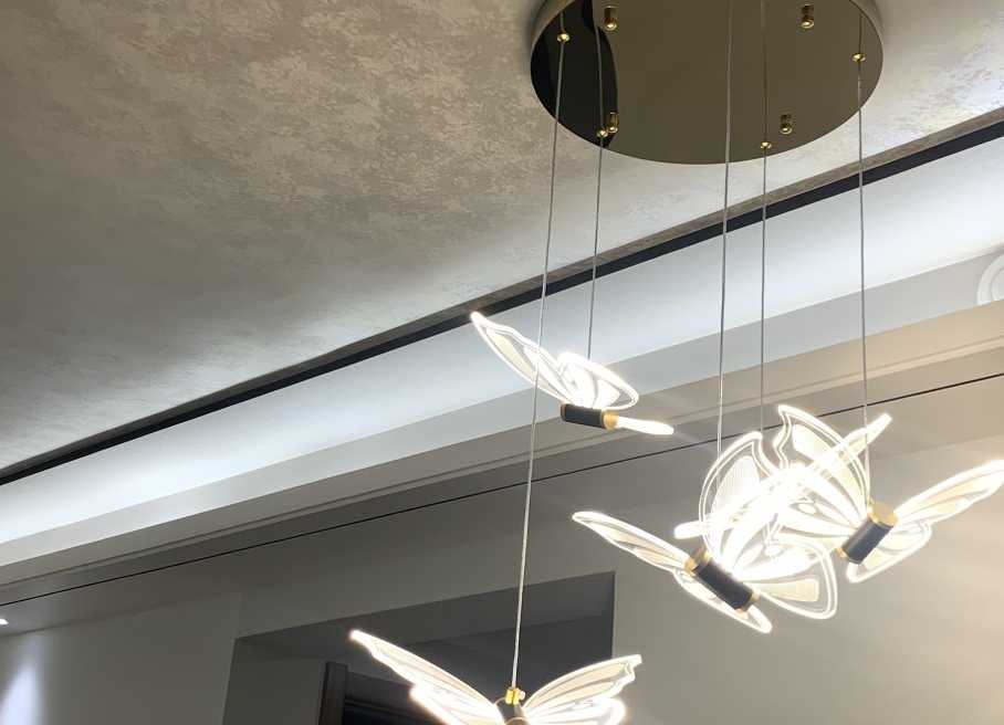 Tanio Nowoczesny motyl czarny LED schody żyrandol Nordic Duplex bu… sklep