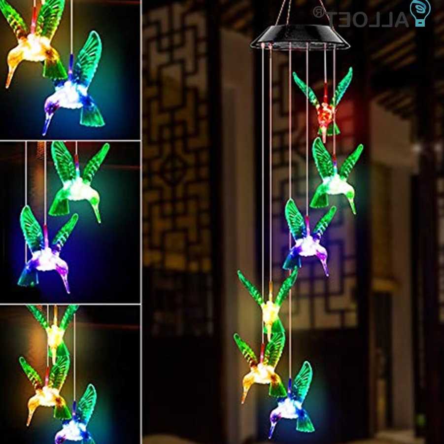 Tanio LED kolorowy dzwonek wietrzny lampa solarna kryształowy koli…