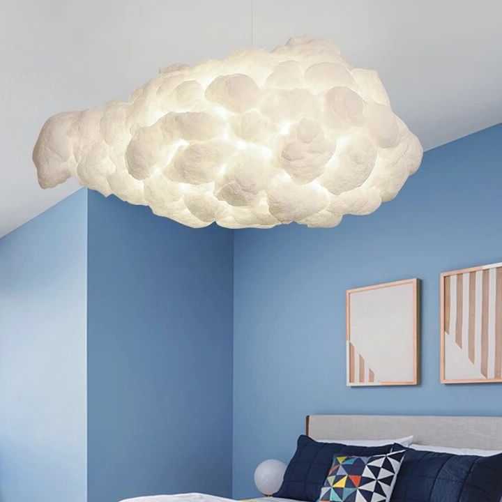 Tanio Nowoczesna biała wisząca lampa w kształcie chmury, oświetlen…