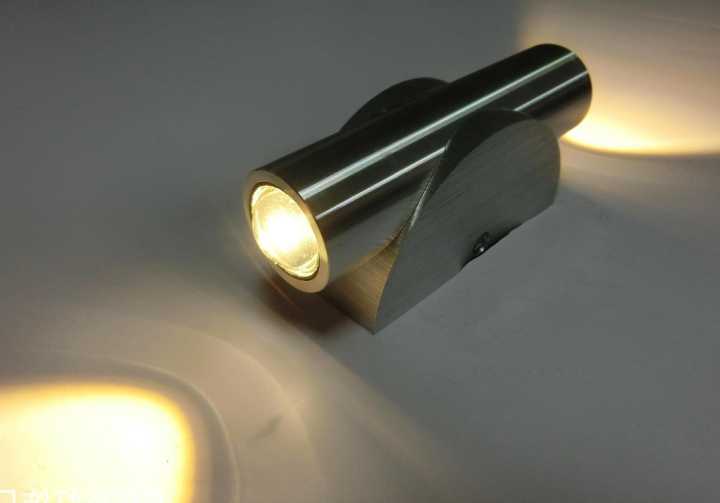 Tanie 2W LED kinkiety Mini lampy W górę dół łazienka podwójne szkł… sklep internetowy