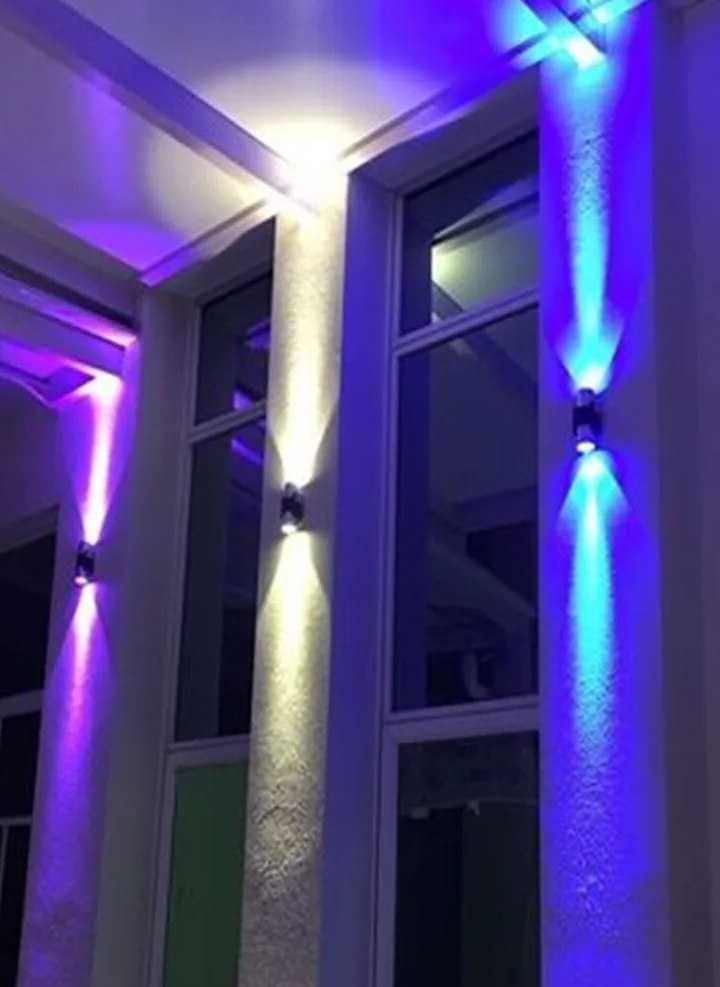 Tanio 2W LED kinkiety Mini lampy W górę dół łazienka podwójne szkł… sklep