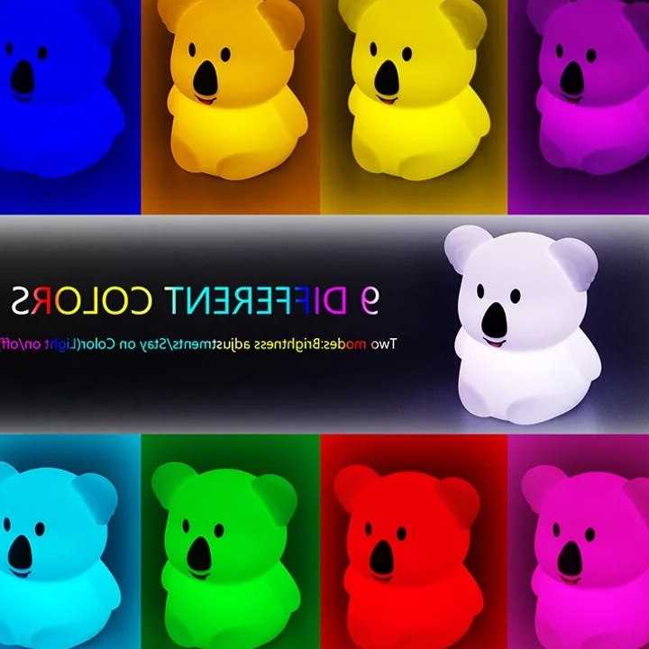 Tanio LED Cartoon zwierząt Koala światło nocne RGB USB akumulator … sklep