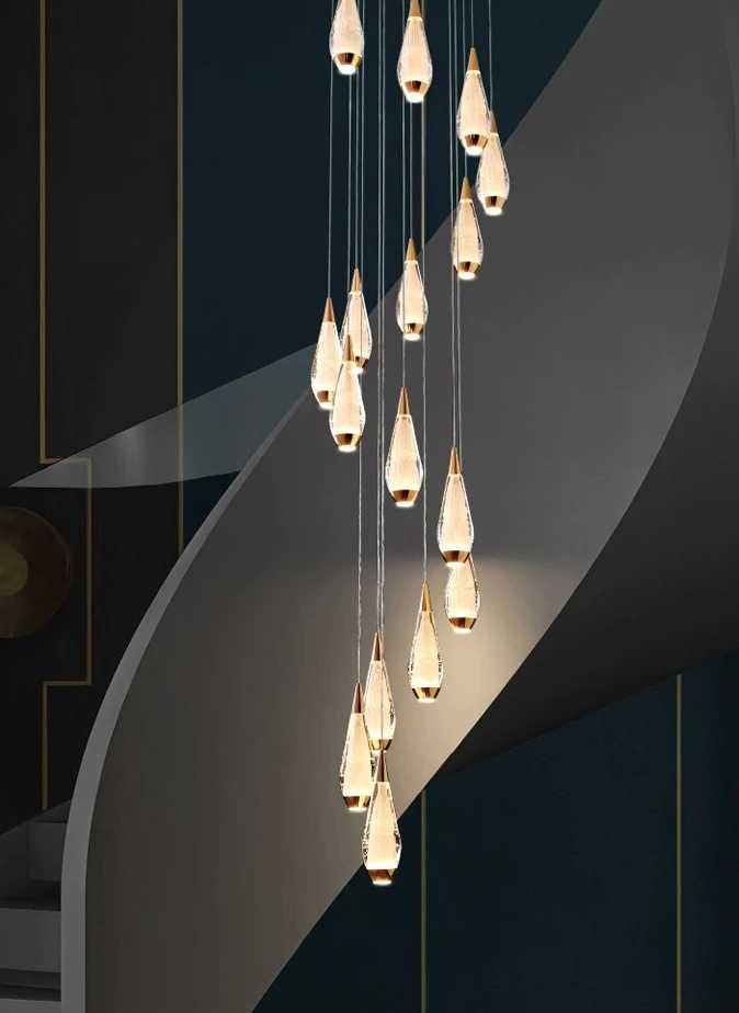 Tanio Nowoczesny Penthouse LED żyrandol kryształowy podwójny schod… sklep