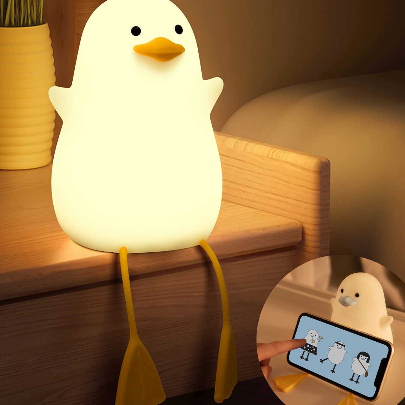 Tanio Cute Duck Led lampka nocna z USB akumulator Nightlights sili… sklep