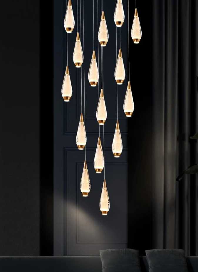Tanio Nowoczesny Penthouse LED żyrandol kryształowy podwójny schod… sklep