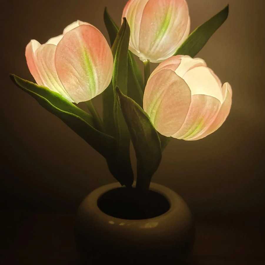 Tanio LED Tulip lampka nocna doniczka kwiatowa roślina doniczkowa … sklep