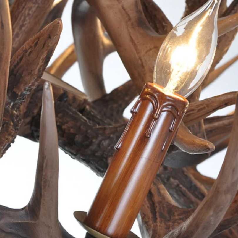 Tanio Vintage żyrandol sufitowy Led Brown Deer Antler lampa krajem… sklep