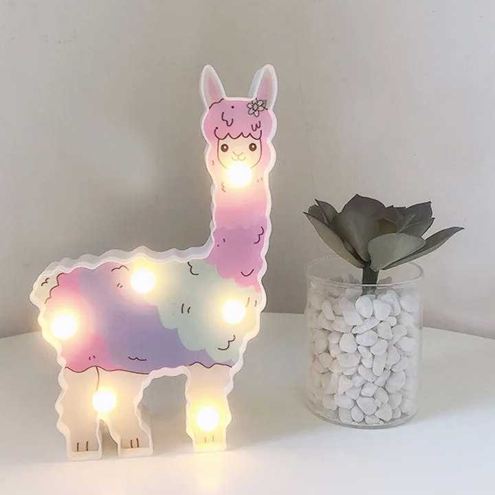 Tanio 3D cartoon jednorożec alpaca flamingo lampka nocna LED sypia… sklep