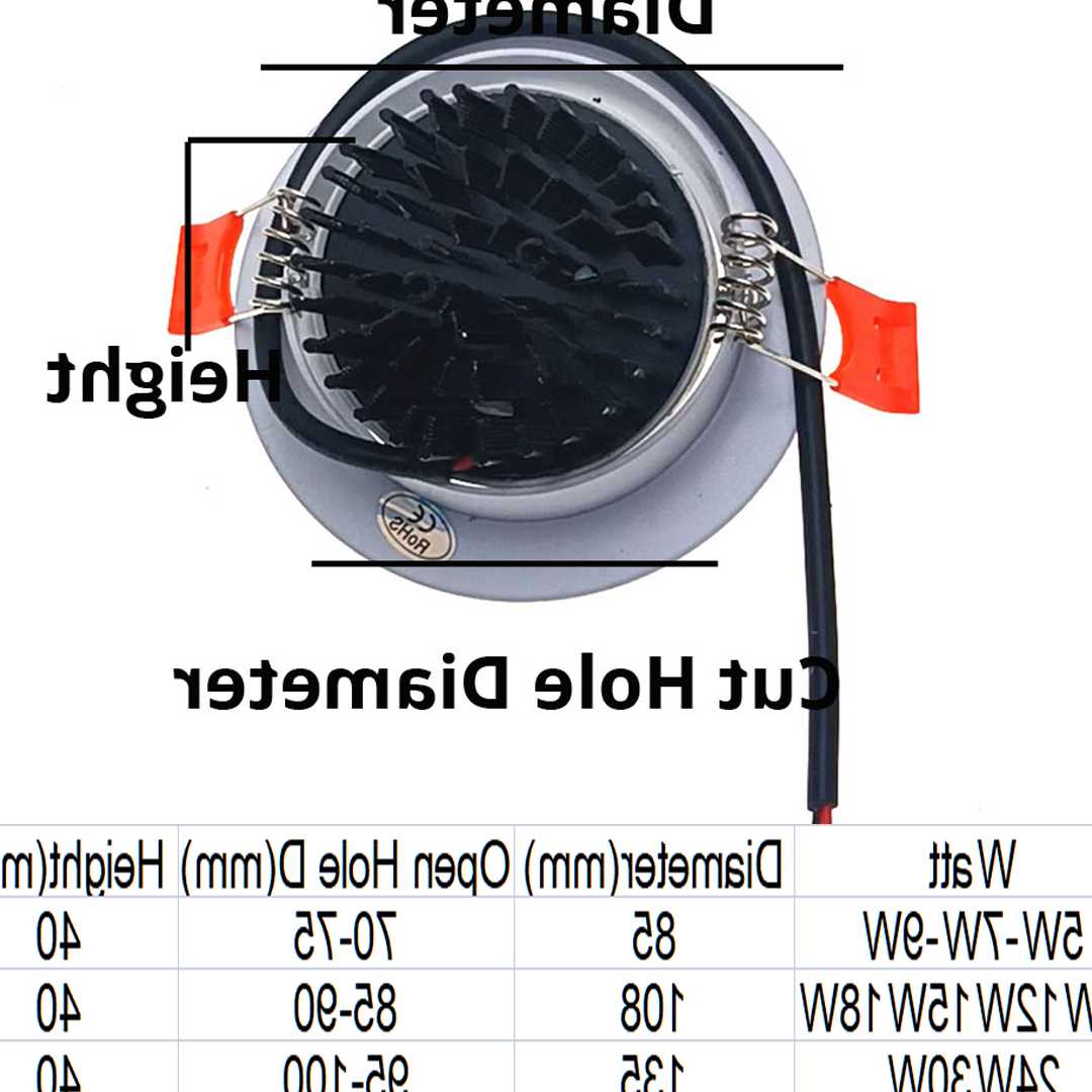 220V IP65 kryty wodoodporny LED typu Downlight ściemniania 5…