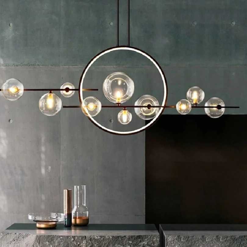 Tanio Nordic żyrandole sufitowe LED przezroczyste szkło salon jada… sklep