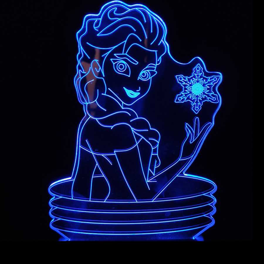 Tanio Disney Cartoon 3D lampka nocna mrożona księżniczka iluzorycz… sklep