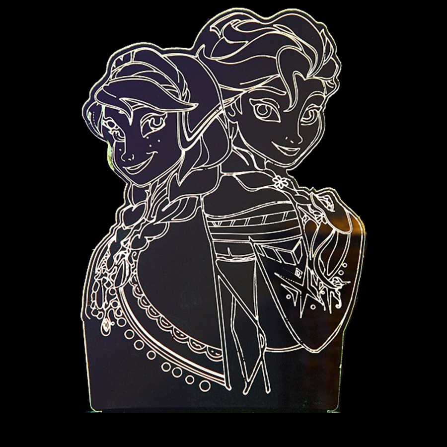 Tanio Disney Cartoon 3D lampka nocna mrożona księżniczka iluzorycz… sklep