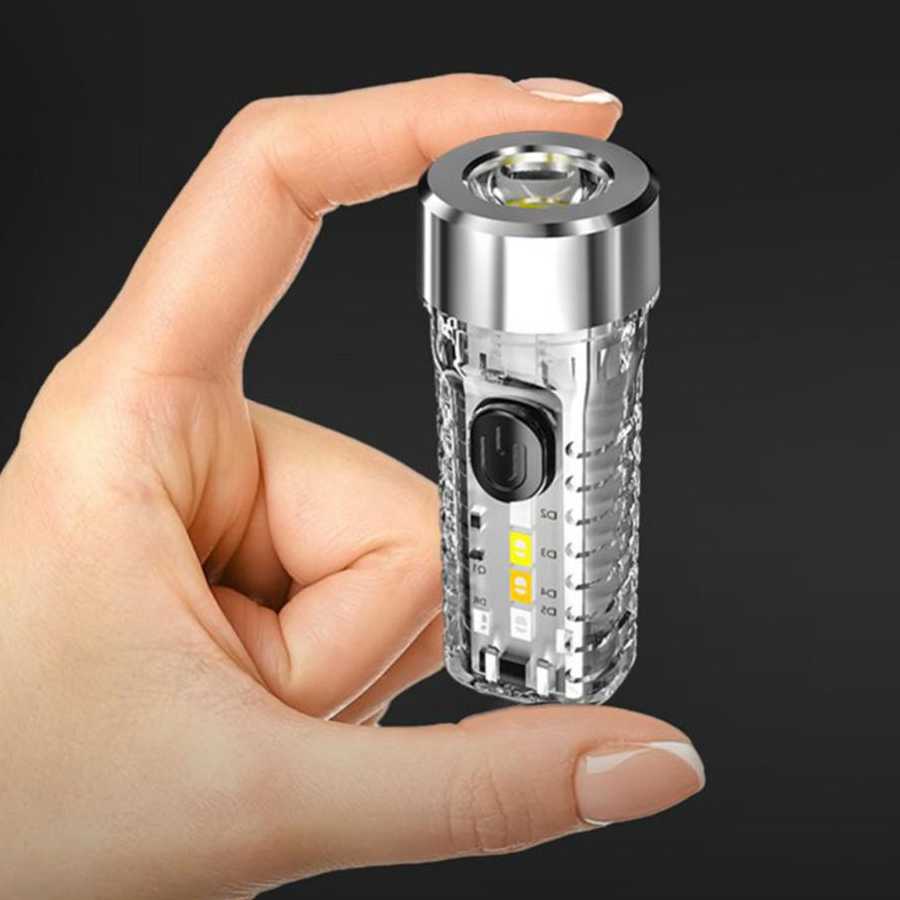 Przenośny Mini brelok z latarką latarka kieszonkowa USB szyb…