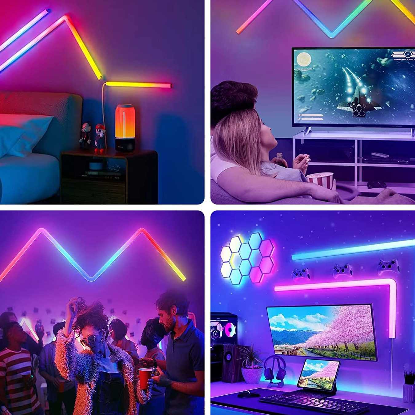 Tanie Smart RGB LED lampki ścienne z Wifi i Alexa/Google do dekora… sklep internetowy