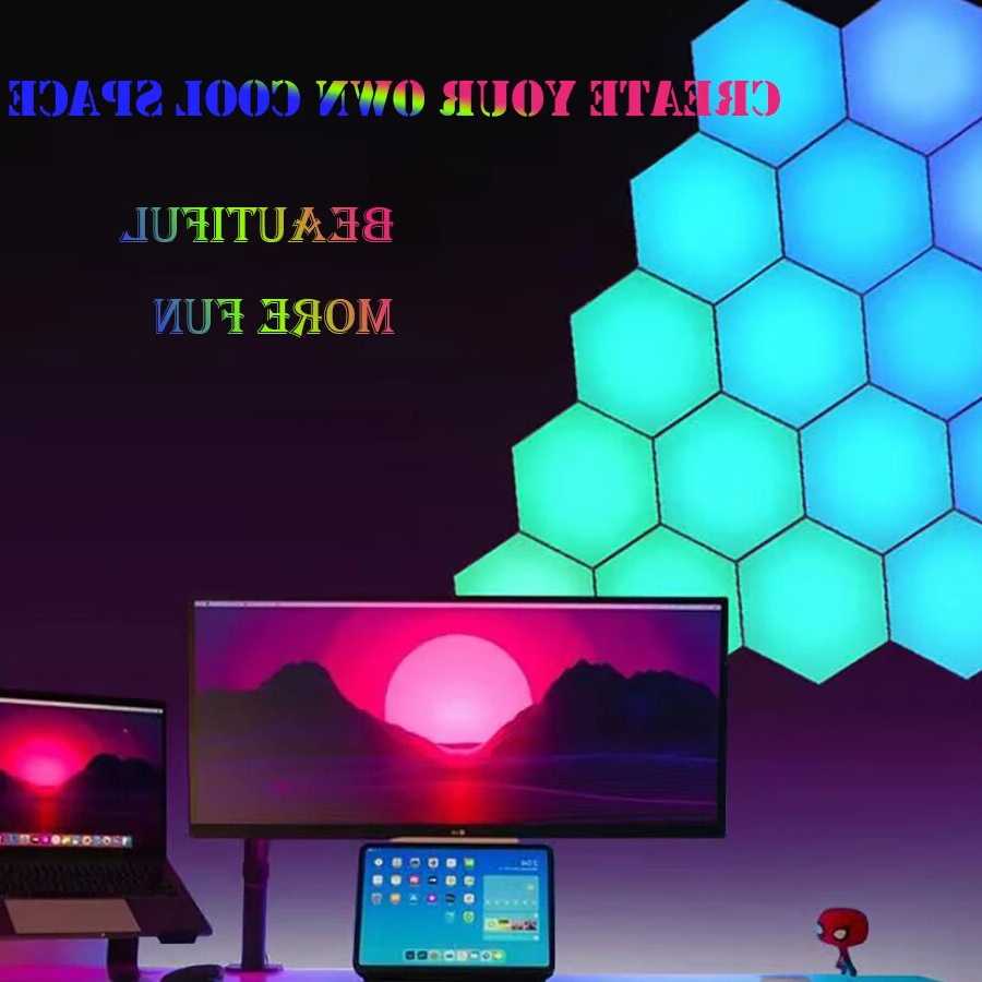 Tanio RGB Quantum LED - sześciokątne oświetlenie ścienne z aplikac… sklep