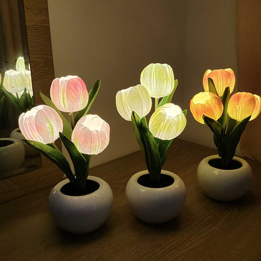 Tanio LED Tulip lampka nocna doniczka kwiatowa roślina doniczkowa … sklep