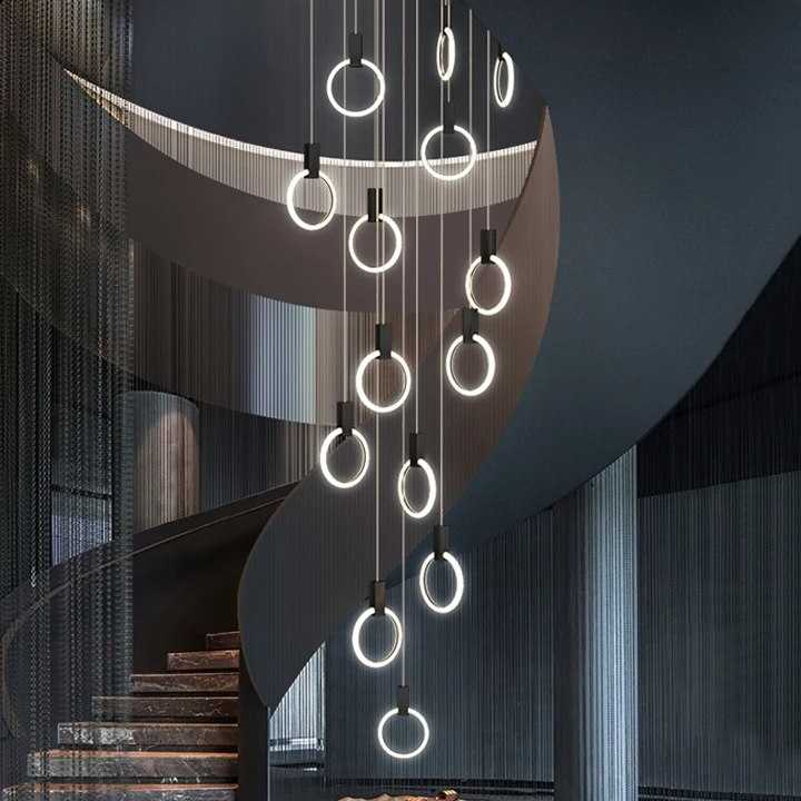 Tanio Projektowane oświetlenie schodowe żyrandol nowoczesne oświet…