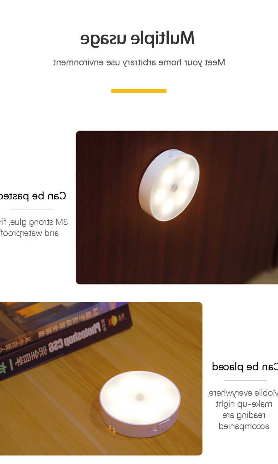 Tanie Lampka nocna LED z czujnikiem ruchu PIR, bezprzewodowa, ener… sklep internetowy