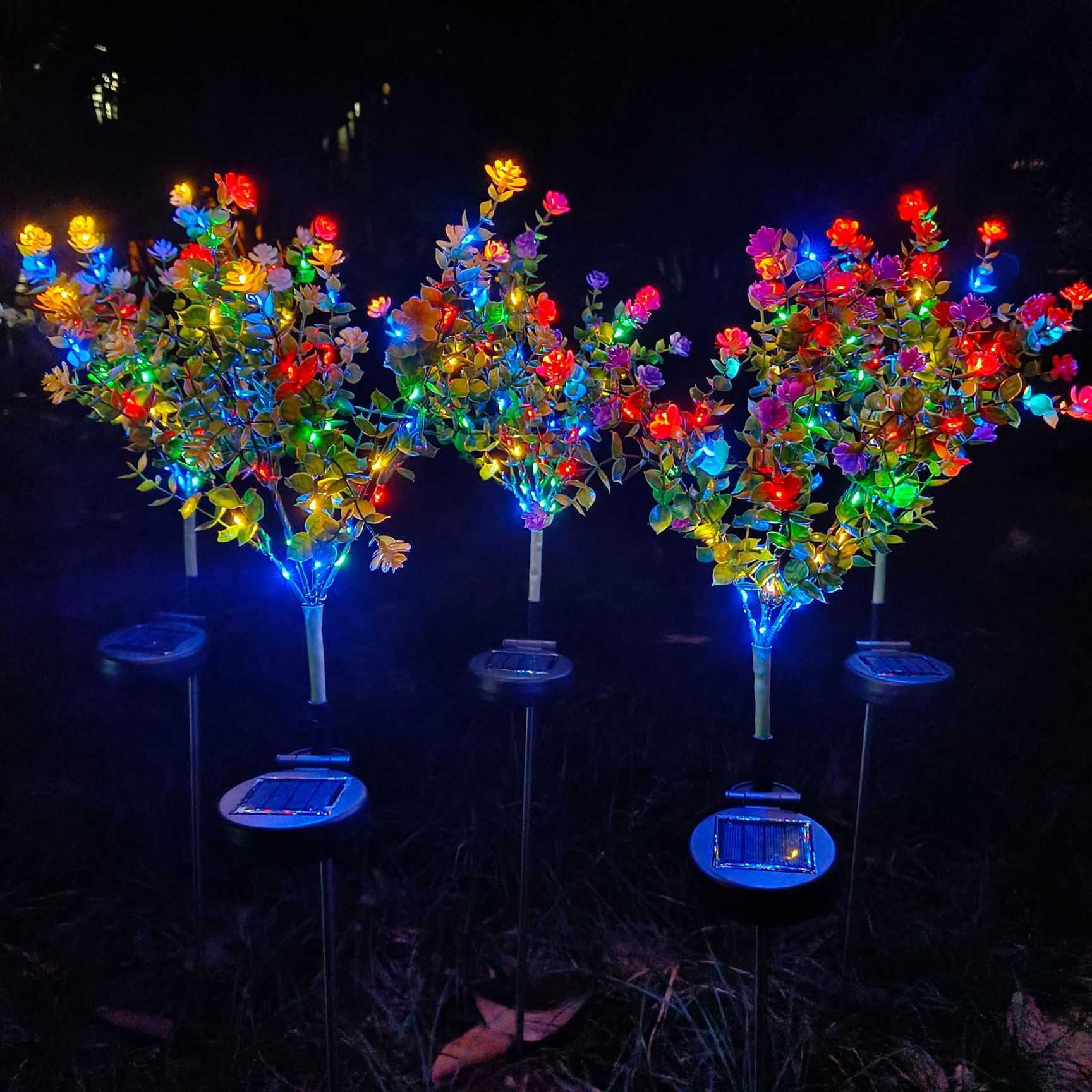 Tanio Lampa solarna LED RGB z kwiatem orchidei i eukaliptusem - de…