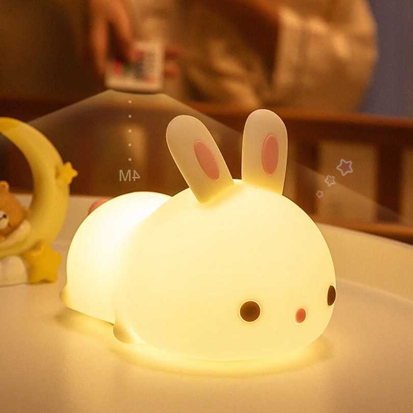 Tanio Lampki nocne LED dla dzieci śliczne miękkie silikonowe króli…