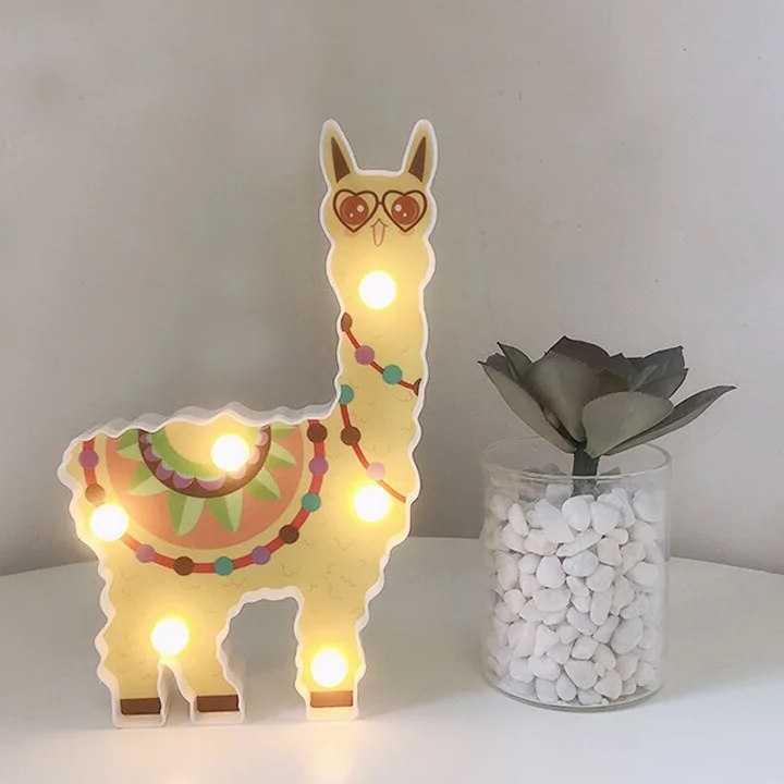 Tanio 3D cartoon jednorożec alpaca flamingo lampka nocna LED sypia… sklep