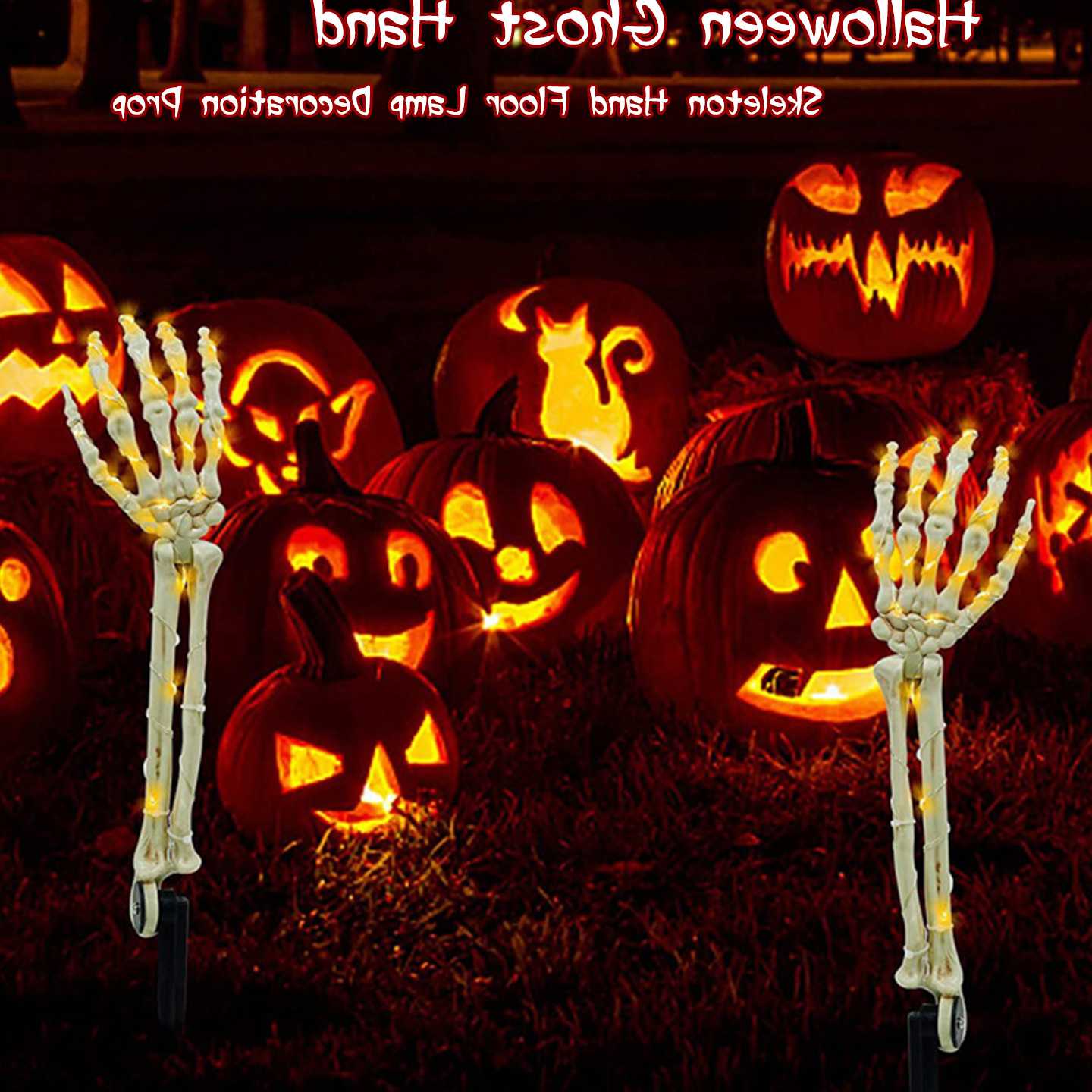 Tanio Halloween oświetlone szkieletowe ramię słupki zasilanie bate…
