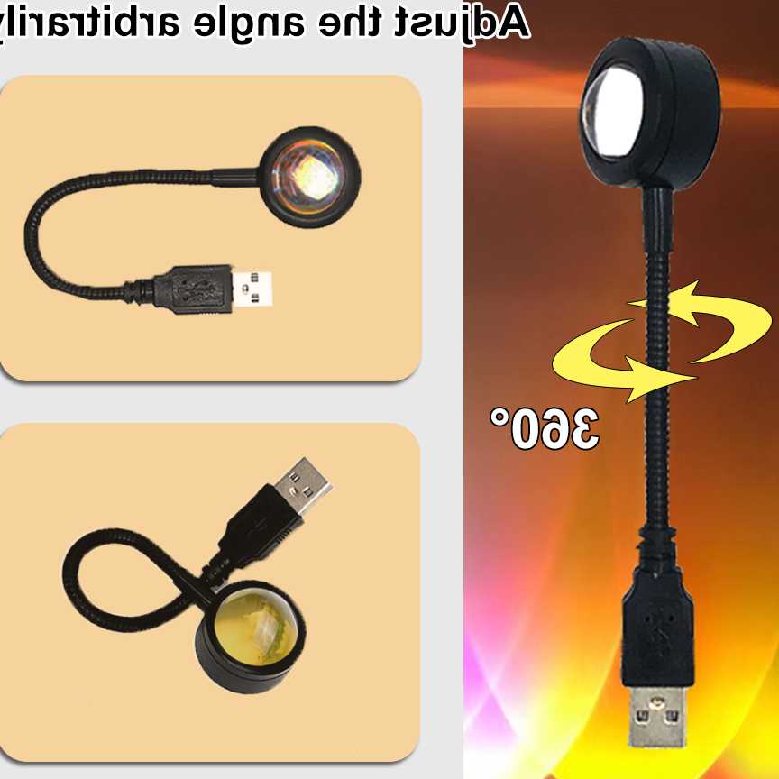 Tanio Lampa USB Sunset tęcza LED Neon lampka nocna projektor fotog… sklep