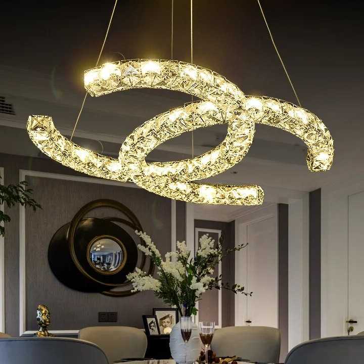 Tanio K9 crystal chandelier simple stainless steel living room bed… sklep