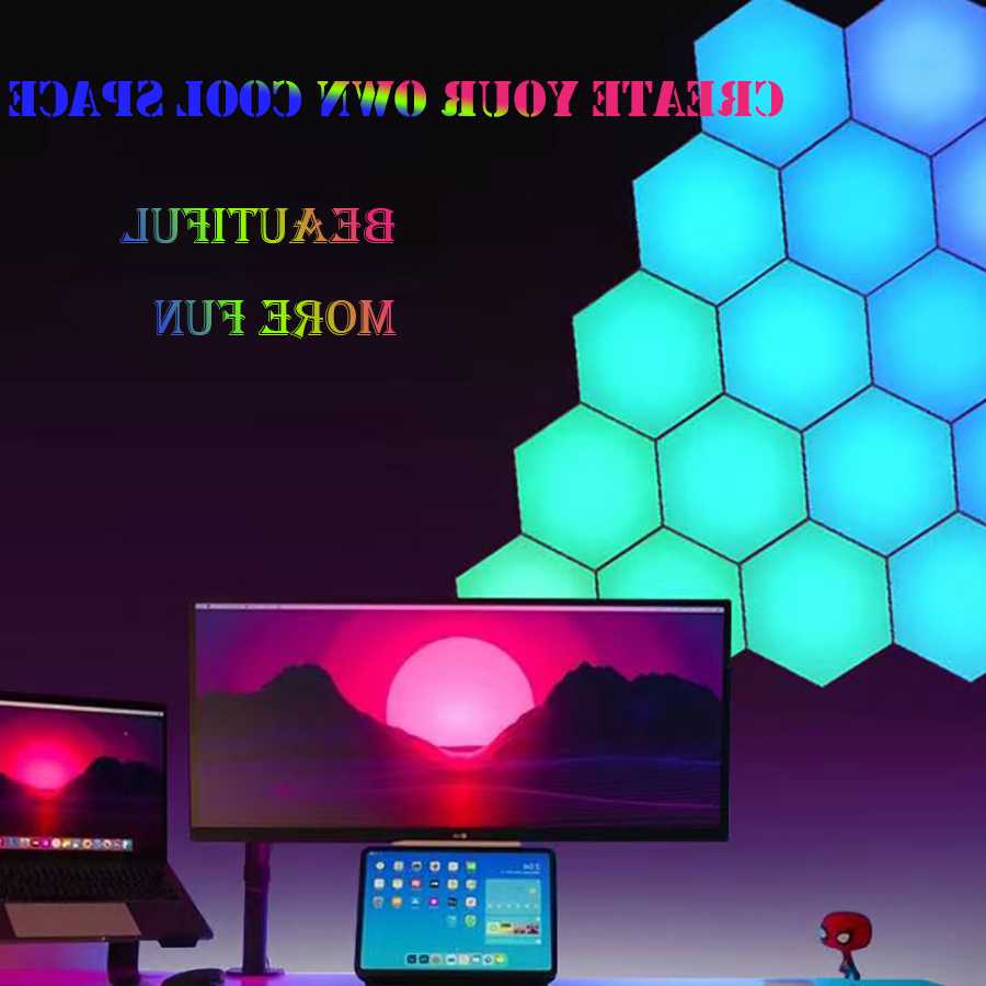 RGB Quantum LED - sześciokątne oświetlenie ścienne z aplikac…