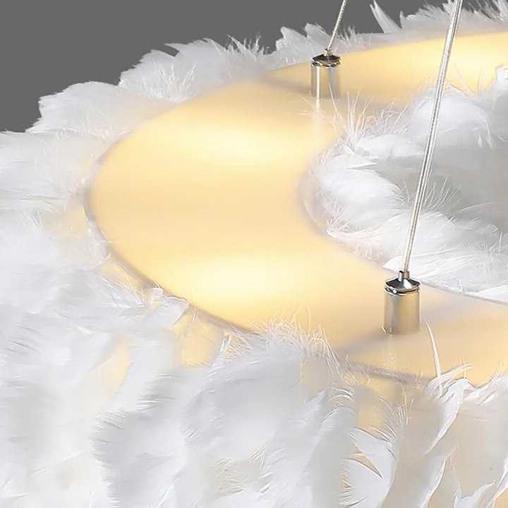 Tanio Nordic White LED Feather świecący pierścień LED lampa wisząc… sklep
