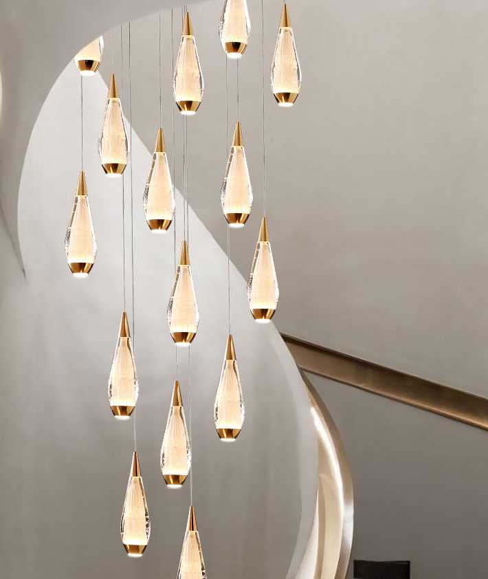 Nowoczesny Penthouse LED żyrandol kryształowy podwójny schod…
