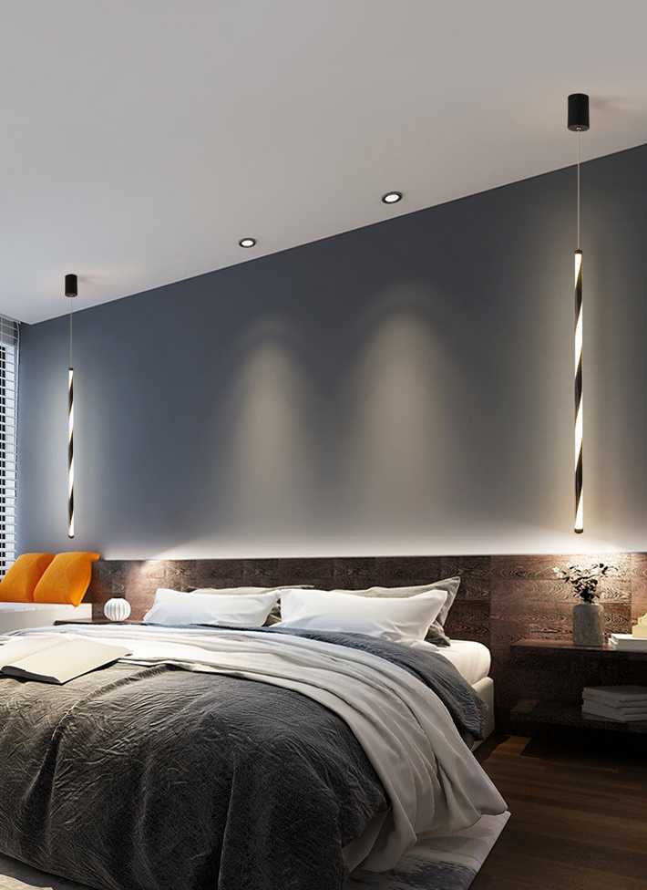 Tanio Wisiorek LED Lights do salonu sypialnia czarny cylindryczny … sklep