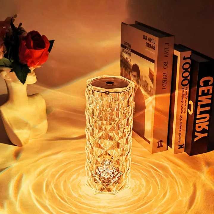 Tanio Sterowanie dotykowe Led różany kryształ lampa 16 kolorów rom… sklep