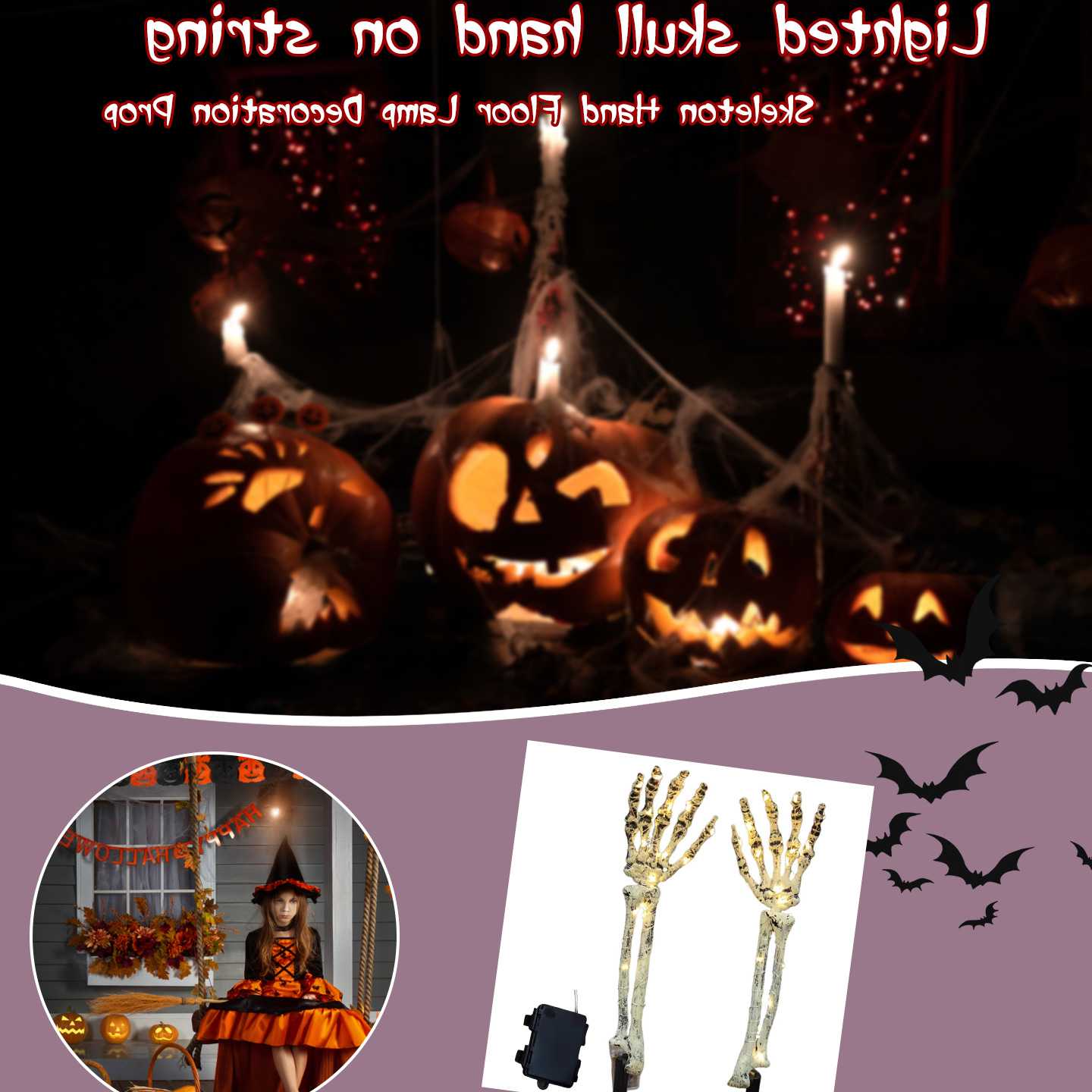 Opinie Halloween oświetlone szkieletowe ramię słupki zasilanie bate… sklep online