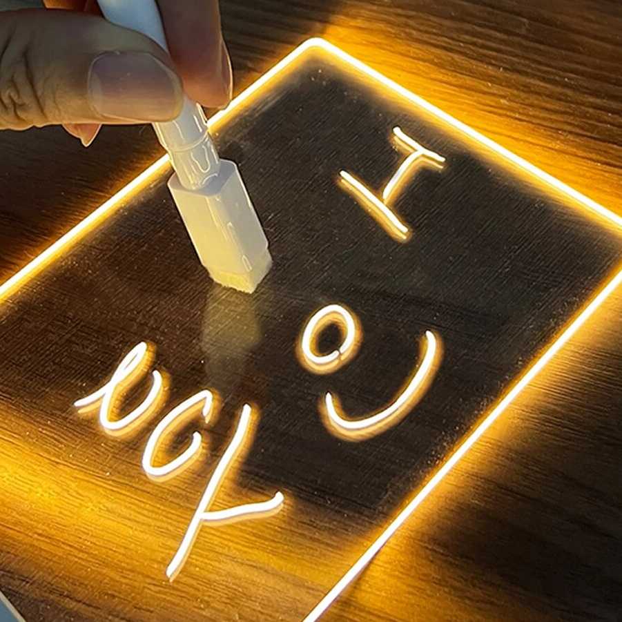 Tanio Uwaga tablica kreatywna Led lampka nocna z USB tablica ogłos…