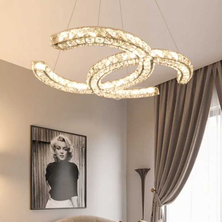Tanio K9 crystal chandelier simple stainless steel living room bed… sklep